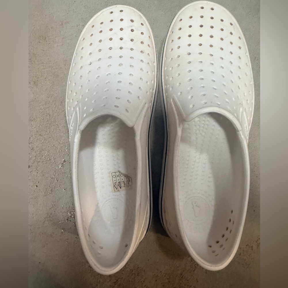 Native Shoes White Perforated Slip-On Loafers